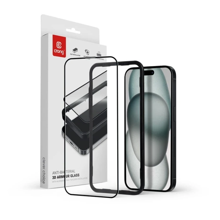 CRONG Szkło hartowane 9H na cały ekran iPhone 16 / iPhone 15