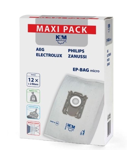K&amp;M Worki do odkurzacza 12 + 2  EP-BAG micro MAXI PACK