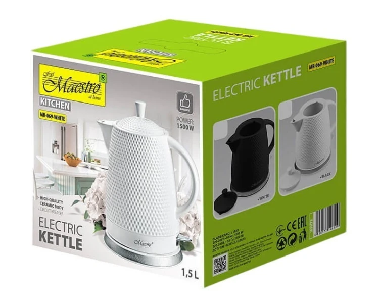 Feel-Maestro Ceramiczny czajnik elektryczny 1,5l  1500W  MR-069-BLACK