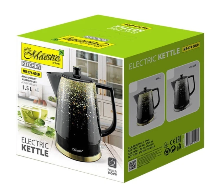 Feel-Maestro Ceramiczny czajnik elektryczny 1,5l  1500W  MR-074-GOLD