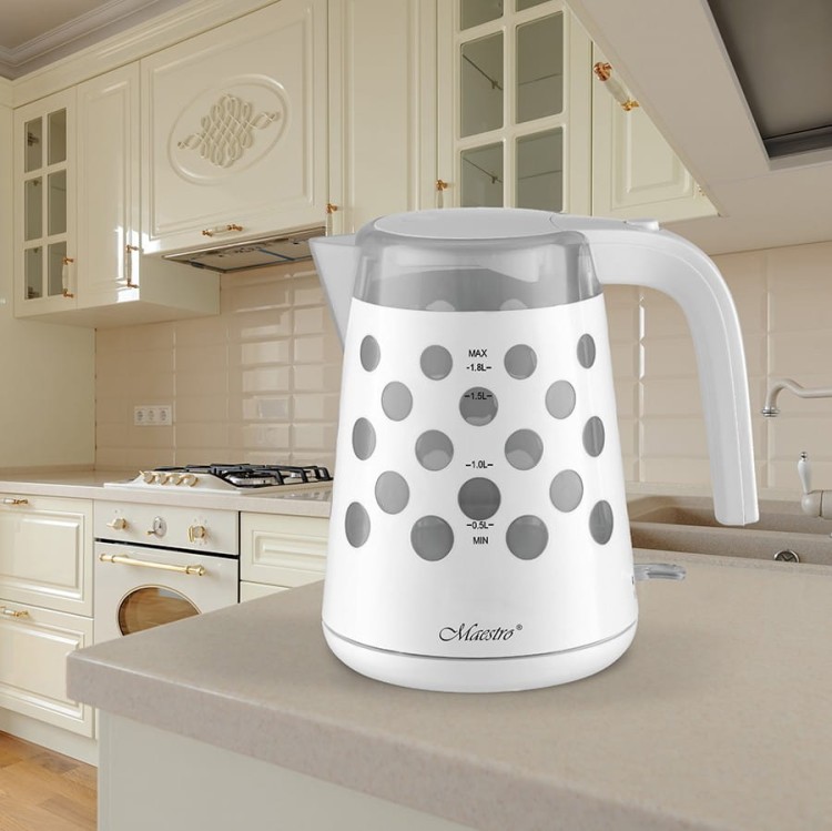 Feel-Maestro Czajnik elektryczny 1,7l 2200W "KROPKI" MR-045-WHITE
