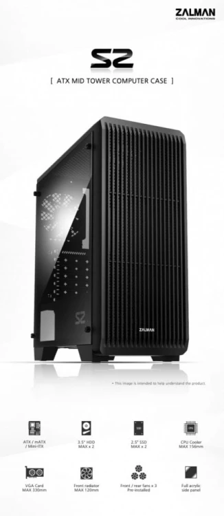 Zalman Obudowa S2 ATX Mid Tower PC Case 120mm fan